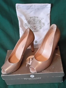 PETER KAISER Giulia Peeptoe Sand Patent Court Shoes Size 5.5 BNIB - Picture 1 of 6