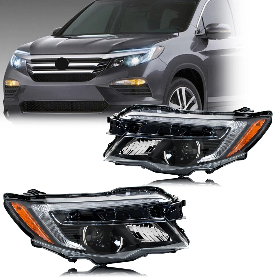 Faros para Honda Pilot 2016-2018 Ridgeline 2017-2020 con par halógeno LED DRL Foto 1 de 2