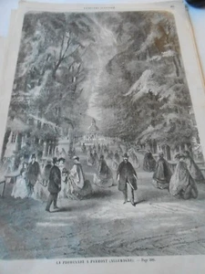 Gravure 1862 - La promenade à pyrmont en Allemagne - Picture 1 of 1