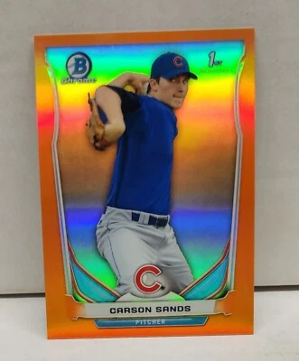 CARSON SANDS 2014 Bowman Chrome Draft ORANGE REFRACTOR /25 ~ 1st Bowman ~ CUBS - Image 1 of 2