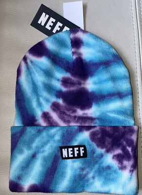 Neff Beanie Hat Tie Dye Blue + Purple Kids Teen Adult OSFM NWT - Image 1 of 4