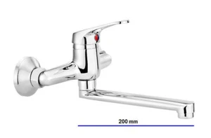 Küchenarmatur schwenkbarer Auslauf, Wandmontage Mischbatterie Keller Wasserhahn - Bild 1 von 3