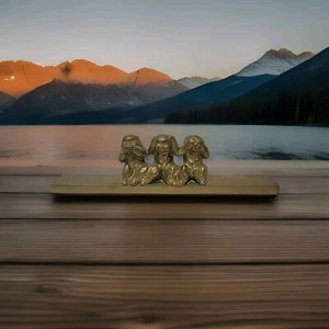 Vintage Solid Brass Figurine of THREE WISE MONKEYS See, Hear, & Speak No Evil - Picture 1 of 4
