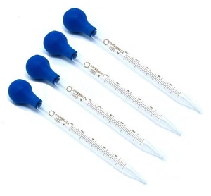 4 Pcs Graduated Medicine Glass Droppers 10ml 10cc Pipet Pipette 8" with Scale - Picture 1 of 4