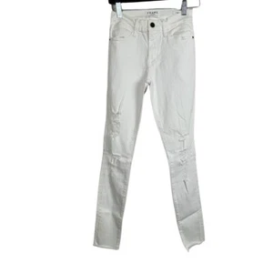 FRAME Denim Le High Skinny Raw Hem Distressed White Size 25 Jeans - Picture 1 of 9