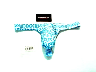 N2N Bodywear Size M Maverick Fresh Swim Thong with 3-Snap C-Ring - White/Aqua - Image 1 of 4