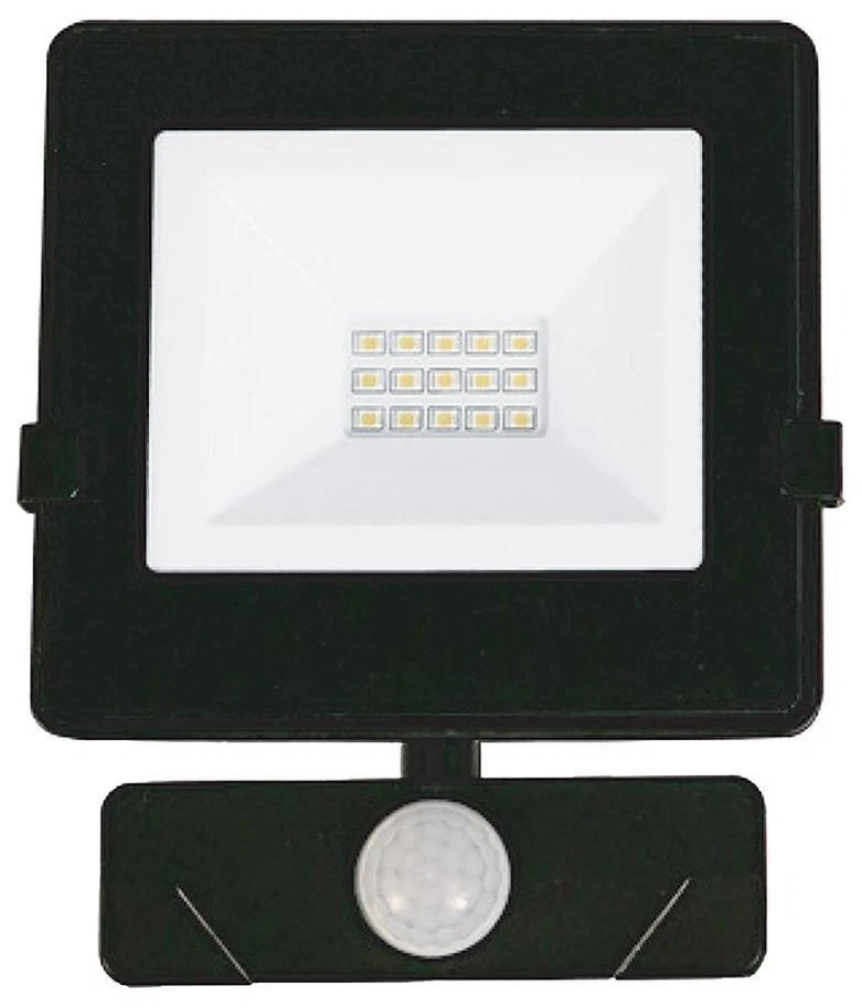 10W LED Security Floodlight with PIR, 6000K, 750lm, Black, IP65 - 769157 - Image 1 of 1