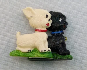 Artdeco Stil Süßes HUNDEPÄRCHEN Anstecker - Bild 1 von 1