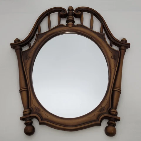 Vintage Syracuse Ornamental Company Syroco Wood Oval Mirror 17" x 14" Repaired Cover
