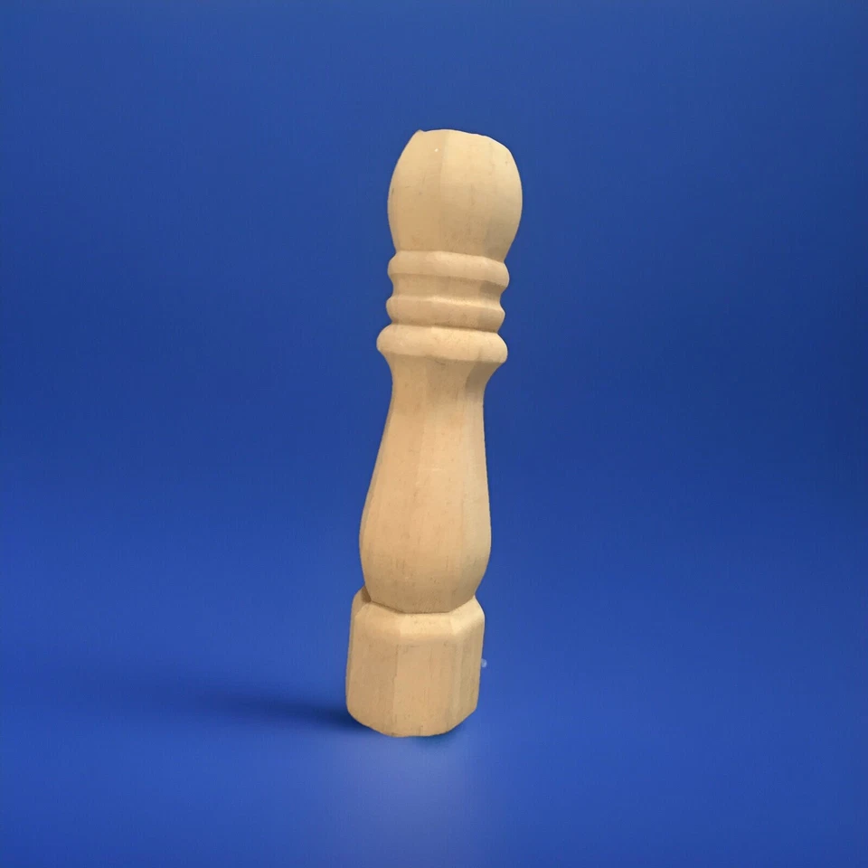 LOT OF 4} 9” Wood Furniture Legs, Unfinished Turned Design Table/Cabinet - Image 1 of 1