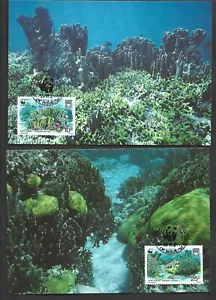 TUVALU GENUINE WWF 1992 Endangered Species - Blue Coral FIRST DAY MAXI SET - Picture 1 of 2