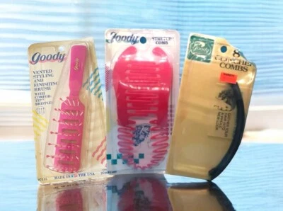 Cepillo de pelo Goody Finishing 1989 de colección + peine elástico + lote de peine cubierta 1987 Foto 1 de 4
