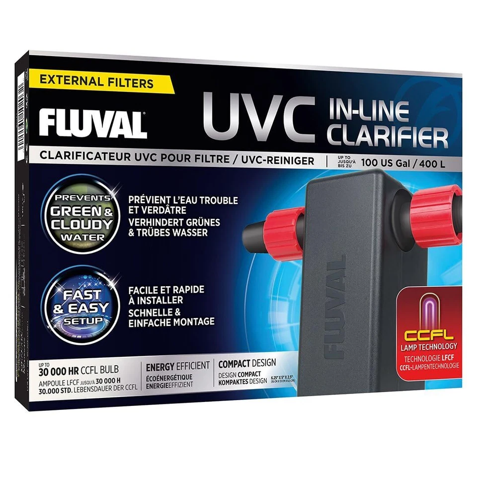 Fluval UVC In Line Clarifier for Aquariums 30000 Hour Maintenance Free Water ... - Image 1 of 1