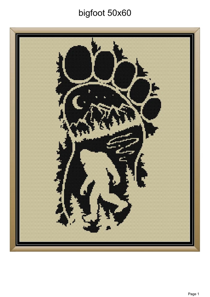 Bigfoot blanket pattern, 50x60", written and graph included - Image 1 of 1