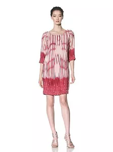 Nuevo Vestido recto estampado Alexia Admor para mujer con cuentas crema/frambuesa XS 2-4 seda - Imagen 1 de 3