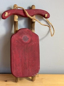 VINTAGE CHRISTMAS MINI WOOD SNOW SLED RUNNERS ARTISAN FOLK ART DECOR TOY GIFT - Picture 1 of 4