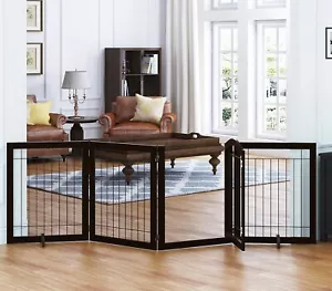 New- 96-inch Extra Wide 30-inches Tall Dog Gate with Door Walk Through, F - Picture 1 of 6