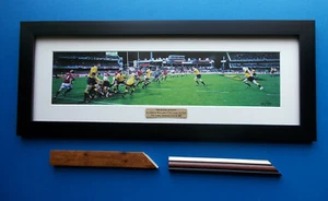 RUGBY UNION PHOTO BACKLINE ACTION MOUNTED AND FRAMED - Picture 1 of 1