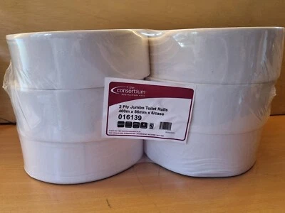 Consortium 2 Ply Maxi Jumbo Toilet Rolls 400m x 6 - 60mm Core