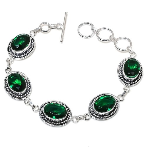 VALENTINO Bracciale gioiello argento sterling 925 fatto a mano pietra preziosa diopside cromato misura 7 8