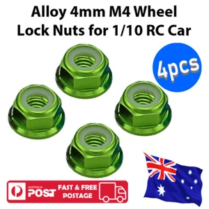 Alloy 4mm M4 Wheel Lock Nuts for 1/10 RC Car - Green Colour - Pack of 4 - Picture 1 of 2