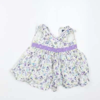 Camiseta de Vestido de Algodón Púrpura Floral Calabaza Talla 3-6 Meses Cuello en V Bu Foto 1 de 4