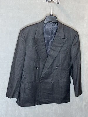 Abrigo Deportivo Vintage Hickey Freeman Blazer Chaqueta de Lana 42R Doble Pecho Gris Oscuro Foto 1 de 4