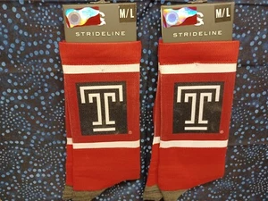 Temple Owls Strideline Crimson Classic Crew Socks - 2 Pairs - Crimson - Picture 1 of 4