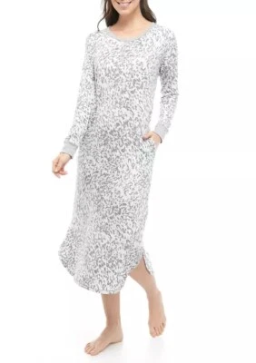 NUEVO CON ETIQUETAS CAMISÓN ELLEN TRACY LEOPARDO 2 PIEZAS L/S 49"L CON BOLSILLOS L $69 GRANDE Foto 1 de 4