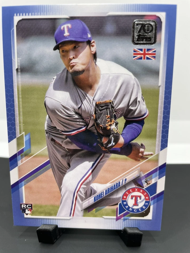 2021 Topps UK Edition Kohei Arihara Rangers RC 193 Blue Parallel /75 - Image 1 of 2