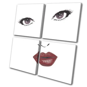 Illustrazione Pop Art Labbra MULTI TELA WALL ART Quadro Stampa VA - Foto 1 di 1