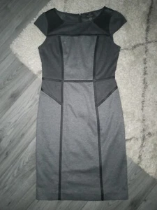 Adrianna Papell Damen Etuikleid Kleid Gr. 36 m. Kunstleder Grau Sommer - Bild 1 von 2