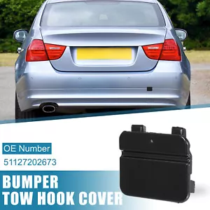 51127202673 Cubierta de gancho de remolque con parachoques trasero para BMW Serie 3 E90 E91 2009-2012 negro - Imagen 1 de 6
