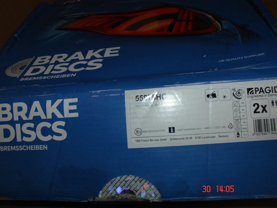 x2 Pagid FRONT Brake Disc for Vauxhall S60 Mk3 2020- with 16" rims - Image 1 of 1