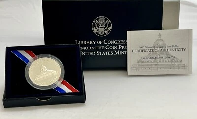 2000 Library of Congress Silver Dollar Commemorative Coin US Mint Complete Set - Image 1 of 4