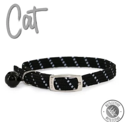 Ancol - Black Softweave Reflective Black Cat Collar With Metal Buckle - Image 1 of 3