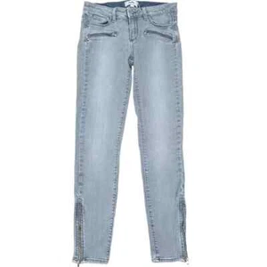 Paige Jane Ankle Zip Biker Skinny Jeans Stretch Denim Grey Size W27 UK 8 10 - Picture 1 of 4