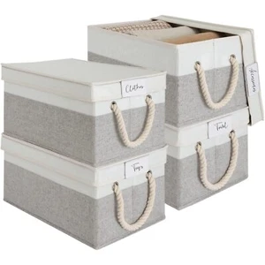Fabric Storage Bins With Lids For Organizing Foldable Closet Storage Boxes For S - Picture 1 of 7