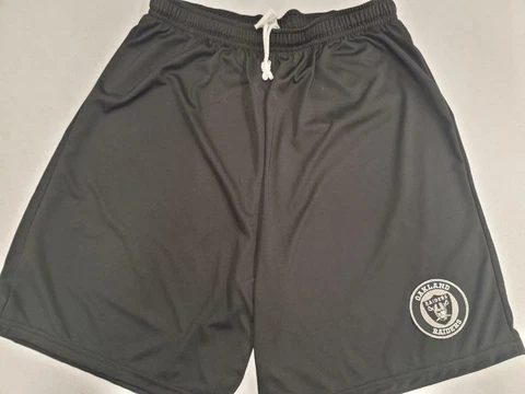 0725 Mens NFL OAKLAND RAIDERS Polyester Jersey SHORTS BLACK SILVER New Cover