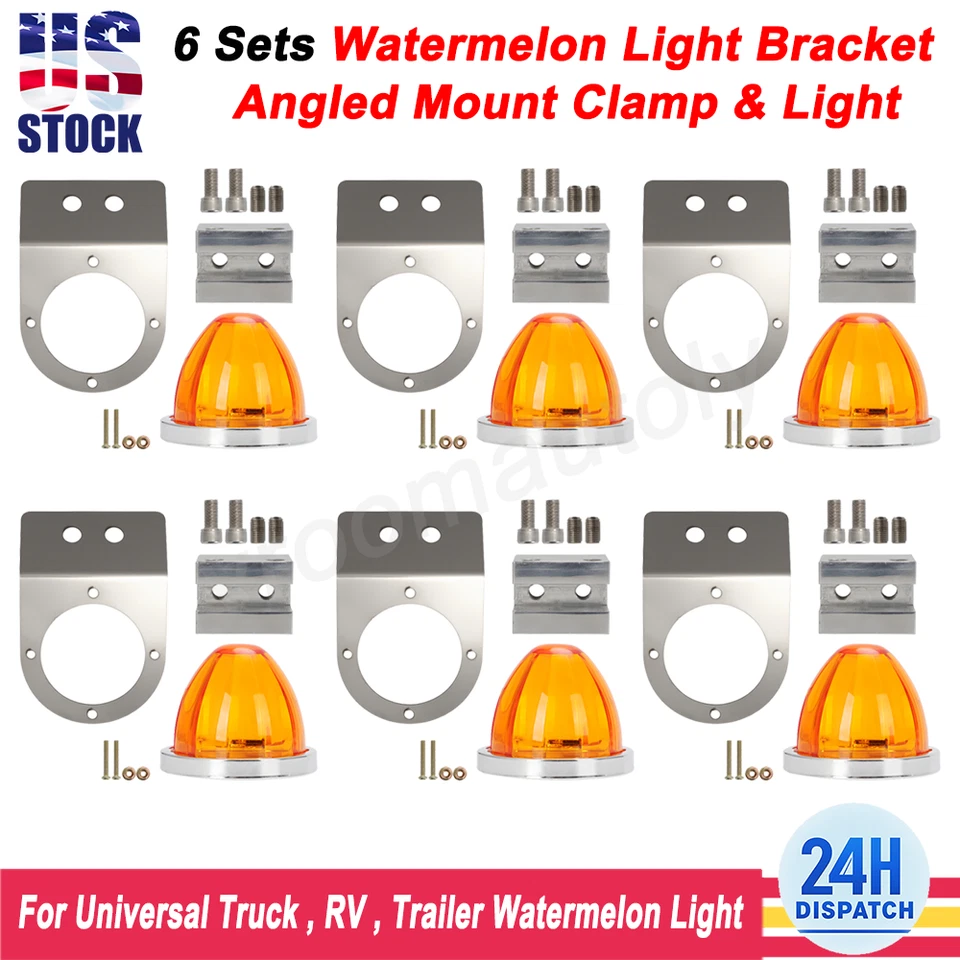 6Sets Universal Watermelon Under Glow Frame Bracket Angled Mount Clamp LED Light - Image 1 of 4