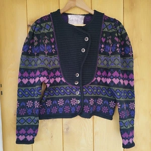 WESENJAK Tirol Cropped Strickjacke 100% gekochte Wolle Austria traditionelle Handarbeit 8 - Bild 1 von 12