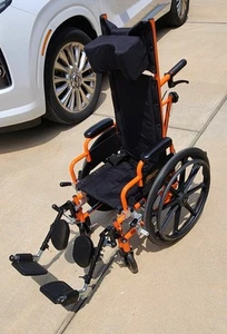 Pediatric Reclining Wheelchair 14" Wide Seat Ziggo Pro w/ Elevating Legrests - Picture 1 of 10