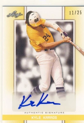 KYLE KARROS 2019 Leaf Perfect Game National Showcase PG Yellow AUTO /25 ROCKIES - Image 1 of 2