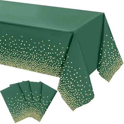 4 Packs Green and Gold Plastic Table Cloths for Parties Disposable Graduation... - Image 1 of 4