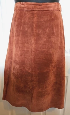 VTG Evan Davies II 20W Rust Brown Suede Skirt Straight Back Zip Lined Modest - Image 1 of 4