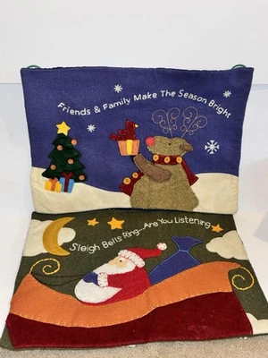 Juego de 2 placas de pared de tela tema de Navidad Papá Noel ratón regalos vacaciones Foto 1 de 4