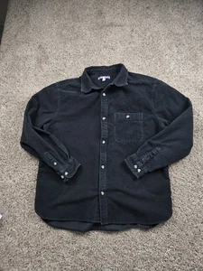Urban Outfitters Shirt Large Men Black Corduroy Button Up Long Sleeve Pocket - Picture 1 of 11