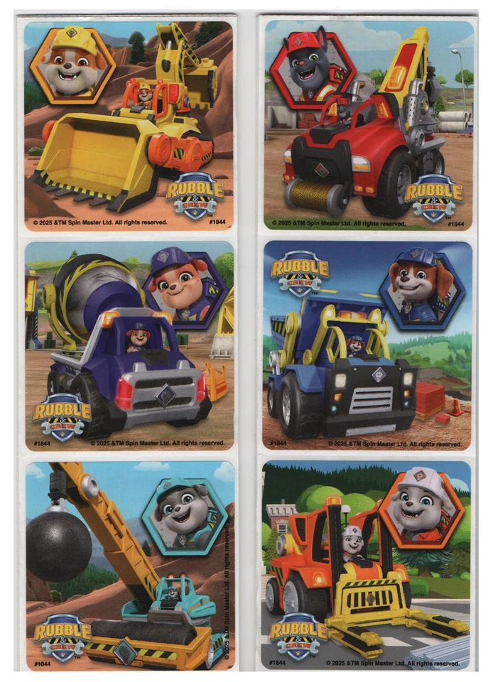 25 pegatinas de vehículos de construcción de tripulación y escombros Paw Patrol, 2,5"x2,5" cada una Foto 1 de 1