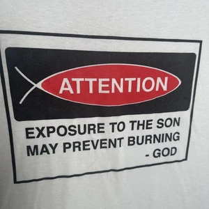 NOS Vintage Exposure To The Son May Prevent Burning T-Shirt Large White - Picture 1 of 11