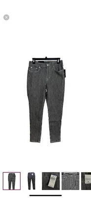 lauren ralph lauren mid rise skinny ankle pants black and white pinstripes sz 4 - Image 1 of 4